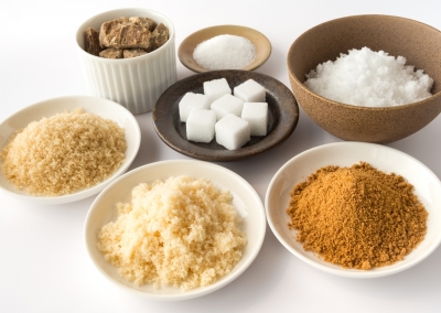 ・精製糖（上白糖・グラニュー糖・三温糖・中双糖・白双糖）
・特殊糖（黒糖・粉糖・フロストシュガー・氷砂糖・和三盆糖）